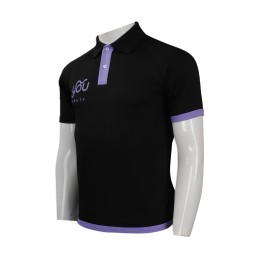 P830 度身訂做男裝牛角袖Polo恤 網上下單領口撞色男裝Polo恤 美容公司 左右袖撞色 Polo恤網上專營店   黑色撞色淺紫色 P830 度身訂做男裝牛角袖Polo恤 網上下單領口撞色男裝Polo恤 美容公司 左右袖撞色 Polo恤網上專營店   黑色撞色淺紫色